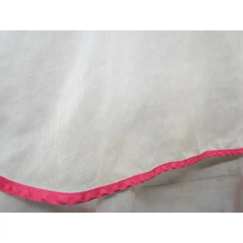 Vintage Waist Apron Sheer White with Pink Trim Layered Ruffle Retro